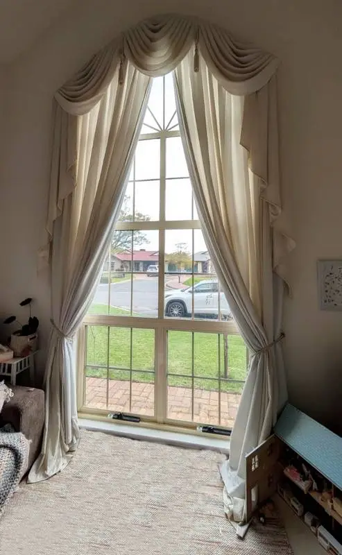 Replacing the old lining on curtains hanging at a height of 4.5 m | Sewing Solutions Studio Adelaide