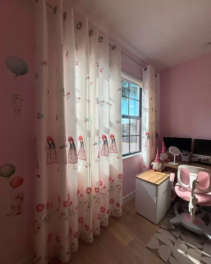 Eyelet double-layer curtains for kids room